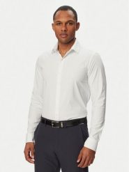 Calvin Klein Koszula LV019EU092 Biały Slim Fit. Białe koszule męskie Calvin Klein, m, bez wzorów, z syntetyku, biznesowe, bez kołnierzyka, bez ramiączek. Za 409.99 zł.