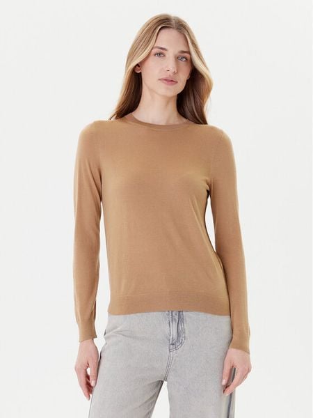 BOSS Sweter Ferpina 50544987 Beżowy Slim Fit. Brązowe swetry nierozpinane damskie Boss, xs, bez wzorów, z wełny, bez kołnierzyka, bez ramiączek. Za 449.99 zł.