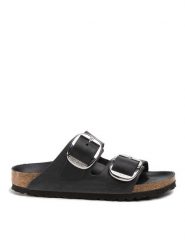 Birkenstock Klapki Arizona Big Buckle 1011075 Czarny. Czarne klapki damskie Birkenstock, bez wzorów, ze skóry, bez obcasa, bez zapięcia. Za 499.00 zł.