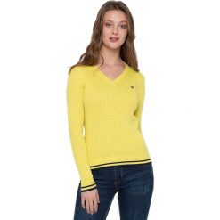 FELIX HARDY sweter damski M żółty. Żółte swetry nierozpinane damskie Felix Hardy, m, bez wzorów, bez kołnierzyka, bez ramiączek. W wyprzedaży za 169.00 zł.