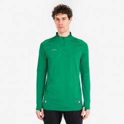 Bluza piłkarska Kipsta CLR półsuwak. Zielone bluzy męskie KIPSTA, l, bez wzorów, z materiału, sportowe, bez ramiączek, bez kaptura. Za 129.99 zł.