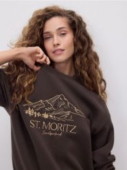 Bluza z haftem - ciemnobrązowy. Brązowe bluzy damskie Reserved, l, bez wzorów, z bawełny, bez ramiączek, bez kaptura. W wyprzedaży za 89.99 zł.