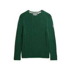 Sweter damski duży w splot warkoczowy Superdry. Zielone swetry nierozpinane damskie Superdry, l, bez wzorów, ze splotem, eleganckie, bez kołnierzyka, bez ramiączek. Za 309.20 zł.