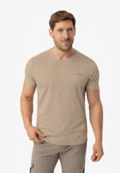 T-shirt z printem TM-ANGLE. Brązowe t-shirty męskie Volcano, m, bez wzorów, z bawełny, bez kołnierzyka, bez ramiączek. Za 69.99 zł.