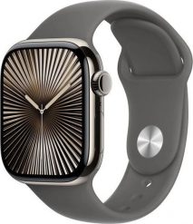 Smartwatch Apple Watch 10 GPS + Cellular 46mm Natural Titanium M/L Szary (MWYA3QF/A). Szare zegarki smartwatch Apple, bez wzorów. Za 3,591.99 zł.