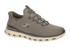 Sandały Skechers Glide Step Slipper męskie taupe brązowe. Brązowe sandały męskie Skechers, bez wzorów, z gumy, eleganckie, bez zapięcia. Za 364.50 zł.