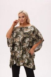 Wiskozowa tunika Soraya z egzotycznym motywem i regulacją w talii PLUS SIZE XXL OVERSIZE. Tuniki damskie Moda Size Plus Iwanek, l, bez wzorów, z satyny, eleganckie, plus size, bez ramiączek. W wyprzedaży za 169.90 zł.