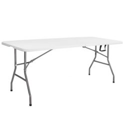 Stół kempingowy 180x74 cm stolik składany, turystyczny walizka biały. Białe walizki damskie Springos, bez wzorów. Za 134.99 zł.