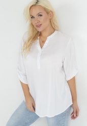 Biała Bluzka z Wiskozy Artanassa. Białe bluzki damskie Born2be, l, bez wzorów, z wiskozy, bez kołnierzyka, bez ramiączek. Za 49.99 zł.