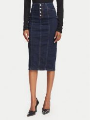 Rinascimento Spódnica jeansowa CFC0129941003 Granatowy Regular Fit. Niebieskie spódnice damskie Rinascimento, s, bez wzorów, z bawełny. Za 524.99 zł.