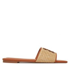 Klapki Nine West. Brązowe klapki damskie Nine West, bez wzorów, bez obcasa, bez zapięcia. Za 119.99 zł.
