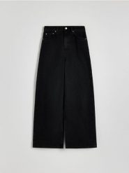Jeansy barrel leg - czarny. Czarne jeansy damskie Reserved, bez wzorów, z bawełny. W wyprzedaży za 139.99 zł.