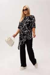 Wiskozowa tunika asymetryczna Capri Mono w czarno-biały wzór OVERSIZE PLUS SIZE XXL WIOSNA LATO. Białe tuniki damskie Moda Size Plus Iwanek, l, bez wzorów, z dzianiny, eleganckie, plus size, bez ramiączek. Za 229.90 zł.
