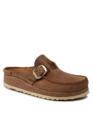Birkenstock Klapki Buckley 1024028 Brązowy. Brązowe klapki damskie Birkenstock, bez wzorów, z tworzywa sztucznego, bez obcasa, bez zapięcia. Za 679.99 zł.