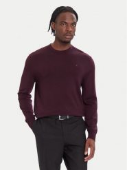 Calvin Klein Sweter LV04LB305G Bordowy Regular Fit. Czerwone swetry męskie Calvin Klein, m, bez wzorów, z wełny, bez kołnierzyka, bez ramiączek. Za 519.99 zł.