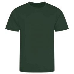 Gładka Koszulka Unisex Dla Dorosłych. Zielone bluzki damskie JUST COOL, bez wzorów, sportowe, bez kołnierzyka, bez ramiączek. Za 45.99 zł.