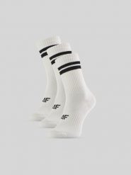 4F Skarpetki długie (3-pack) męskie - czarno-białe 39-42. Białe skarpety męskie 4F, bez wzorów, prążkowane. Za 69.99 zł.
