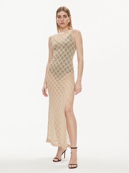 Liu Jo Sukienka letnia VA4002 J4666 Złoty Slim Fit. Żółte sukienki damskie Liu Jo, na lato, xl, bez wzorów, z wiskozy, bez kołnierzyka, bez ramiączek. Za 679.99 zł.