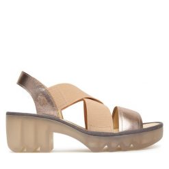 Sandały Fly London. Żółte sandały damskie Fly London, bez wzorów, bez obcasa, na słupku, bez zapięcia. Za 505.99 zł.