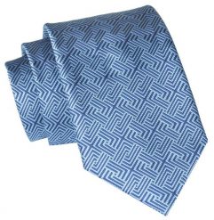 Męski Krawat Angelo di Monti - Niebieski, Wzór Geometryczny. Niebieskie krawaty i muchy Angelo di Monti, bez wzorów, z tkaniny, eleganckie. Za 45.00 zł.