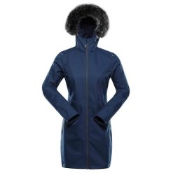 Płaszcz damski softshellowy z futerkiem Alpine Pro Ibora. Niebieskie płaszcze damskie Alpine Pro, bez wzorów, z softshellu, eleganckie, bez kołnierzyka, bez kaptura. W wyprzedaży za 629.00 zł.