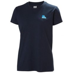 Koszulka damska Helly Hansen Massif Graphic. Niebieskie bluzki damskie Helly Hansen, bez wzorów, bez ramiączek. Za 200.00 zł.