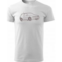 Topslang Koszulka VW Golf 4 z samochodem Golf 4 męska biały REGULAR S. Białe swetry męskie Topslang, m, bez wzorów, bez kołnierzyka, bez ramiączek. Za 99.90 zł.