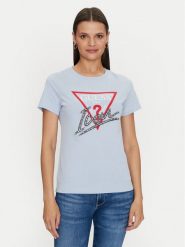 Guess T-Shirt Icon W4YI32 I3Z14 Niebieski Regular Fit. Niebieskie t-shirty damskie Guess, s, z aplikacjami, z bawełny, bez kołnierzyka, bez ramiączek. Za 119.99 zł.