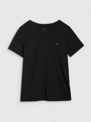 4F T-shirt regular gładki damski - czarny XL. Czarne t-shirty damskie 4F, xl, bez wzorów, z bawełny, klasyczne, bez kołnierzyka, bez ramiączek. Za 49.99 zł.