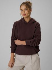4F Bluza dresowa relaxed z kapturem damska - brązowa S. Brązowe bluzy damskie 4F, l, bez wzorów, z bawełny, klasyczne, bez ramiączek, z kapturem. Za 149.99 zł.
