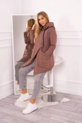 Bluza ocieplana z asymetrycznym suwakiem mocca. Bluzy damskie KESI, l, bez wzorów, z bawełny, bez ramiączek, bez kaptura. Za 238.37 zł.