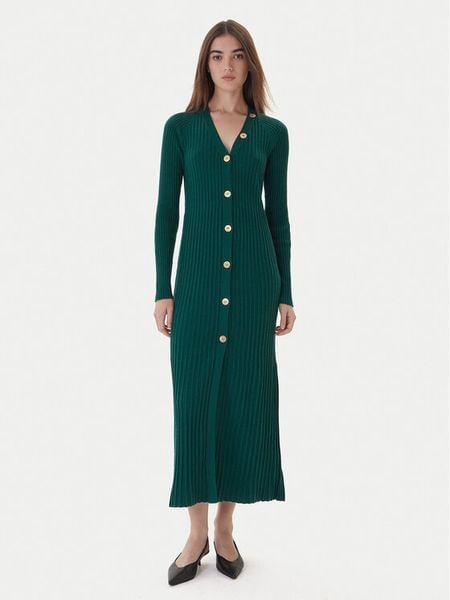 TWINSET Sukienka dzianinowa 252TT3400 Zielony Slim Fit. Zielone sukienki damskie Twinset, xxl, bez wzorów, z dzianiny, bez kołnierzyka, bez ramiączek. Za 1,289.00 zł.