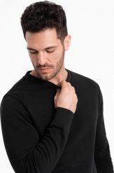 Ombre Bluza męska dresowa BASIC z okrągłym dekoltem - czarna V5 OM-SSBN-0175 XXL. Czarne bluzy męskie Ombre, m, bez wzorów, z dresówki, bez ramiączek, bez kaptura. Za 89.99 zł.