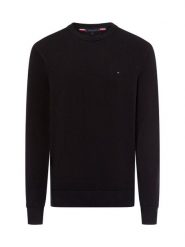 Tommy Hilfiger sweter Mężczyźni Bawełna czarny, M. Czarne swetry męskie Tommy Hilfiger, m, bez wzorów, z bawełny, bez kołnierzyka, bez ramiączek. Za 409.95 zł.