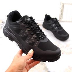Buty trekkingowe sportowe softshell czarne Vanhorn. Czarne obuwie sportowe damskie Vanhorn, bez wzorów, z materiału, bez zapięcia. Za 99.00 zł.