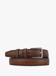 Brązowy pasek ze skóry licowej. Brązowe paski męskie Ryłko, z denimu, casualowe. Za 129.99 zł.