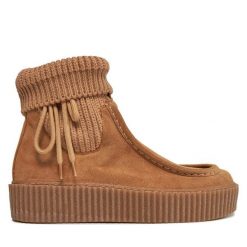 Botki Weekend Max Mara. Brązowe botki damskie Weekend Max Mara, bez wzorów, bez obcasa, na płaskiej podeszwie, bez zapięcia. Za 2,219.00 zł.