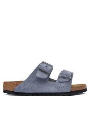 Birkenstock Klapki Arizona 1032694 Niebieski. Niebieskie klapki damskie Birkenstock, bez wzorów, ze skóry, bez obcasa, bez zapięcia. Za 549.99 zł.