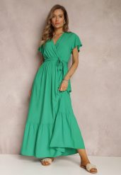 Zielona Sukienka Metia. Zielone sukienki damskie Renee, s, bez wzorów, z materiału, bez kołnierzyka, bez ramiączek, maxi. Za 54.99 zł.