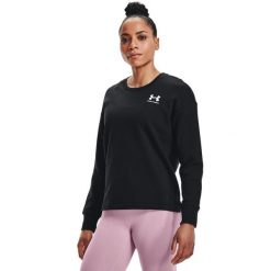Bluza damska Under Armour Rival Fleece Oversize Crew. Czarne bluzy damskie Under Armour, bez wzorów, bez ramiączek, bez kaptura. W wyprzedaży za 214.40 zł.