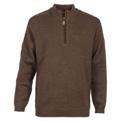 Sweter z zamkiem błyskawicznym PERCUSSION. Brązowe swetry męskie PERCUSSION, bez wzorów, eleganckie, bez kołnierzyka, bez ramiączek. Za 221.50 zł.