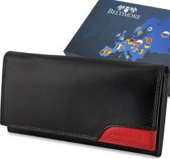 Beltimore Damski skórzany portfel duży poziomy retro RFiD czarny BELTIMORE 040. Czarne portfele damskie Beltimore. Za 64.99 zł.