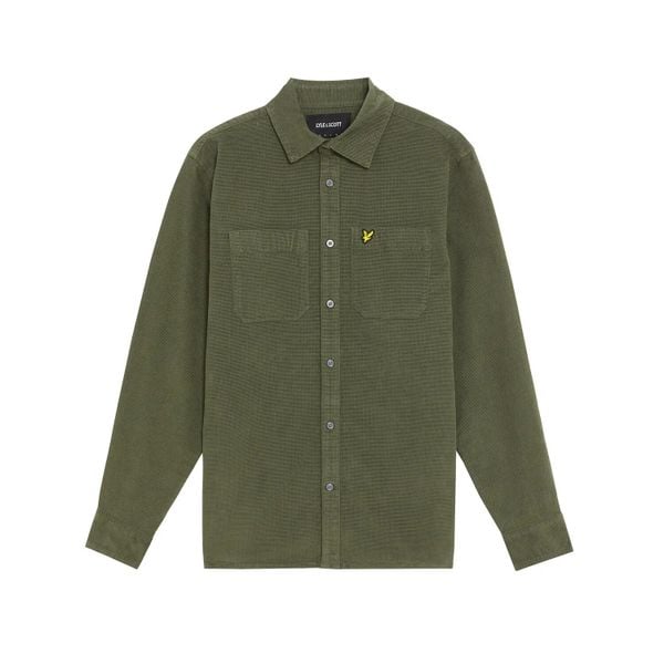 Sztruksowa koszula Lyle & Scott. Zielone koszule męskie LYLE AND SCOTT, m, bez wzorów, z materiału, eleganckie, bez kołnierzyka, bez ramiączek. Za 310.00 zł.