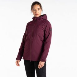 Switch Up II damska kurtka przeciwdeszczowa. Fioletowe kurtki sportowe damskie Dare 2B, bez wzorów, bez ramiączek, bez kaptura, trekkingowe. W wyprzedaży za 349.99 zł.