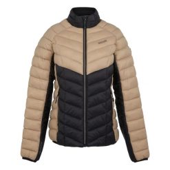 Kurtka puchowa damska Regatta Dalent. Brązowe kurtki sportowe damskie Regatta, bez wzorów, z puchu, bez ramiączek, bez kaptura, trekkingowe. Za 219.99 zł.