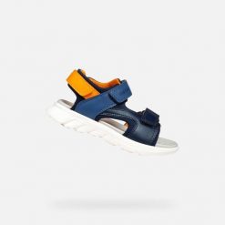 Sandały GEOX J SANDAL AIRADYUM BO Niebieski. Brązowe sandały męskie Geox, bez wzorów, z syntetyku, bez zapięcia. Za 195.99 zł.