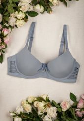 Jasnoniebieski Biustonosz Push Up z Wycięciami na Bokach Shieso. Niebieskie biustonosze Born2be, bez wzorów. Za 34.99 zł.