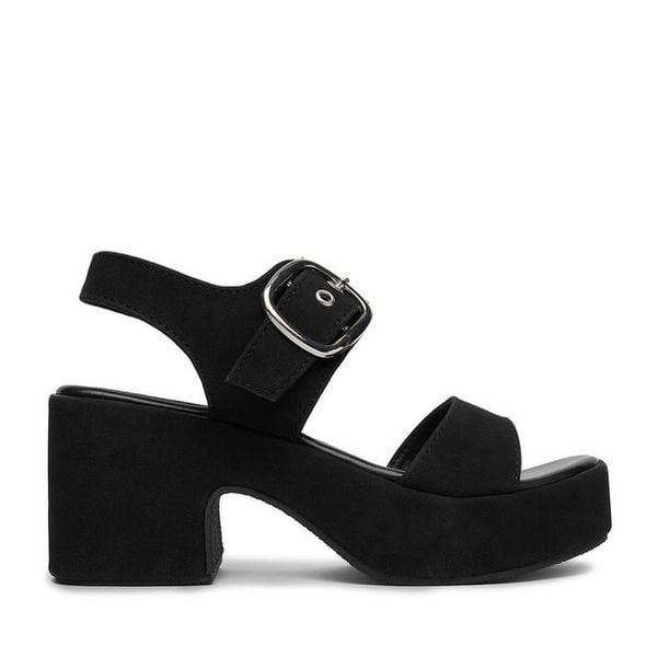 Sandały DeeZee. Czarne sandały damskie DeeZee, bez wzorów, bez obcasa, na słupku, bez zapięcia. Za 149.99 zł.