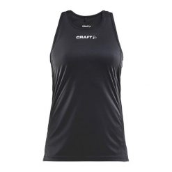 Tank top Craft rush singlet. Czarne topy damskie Craft, bez wzorów, z poliesteru, sportowe, bez kołnierzyka, bez ramiączek. Za 173.00 zł.