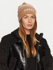 Guess Czapka AW5189 POL01 Beżowy. Brązowe czapki damskie Guess, na zimę, z aplikacjami, z materiału. Za 149.99 zł.
